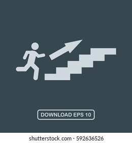 Running to exit on stairs icon vector