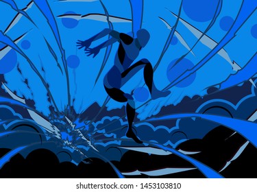 running with explode background for sport event. vector illustration