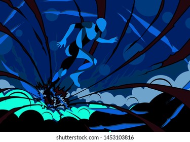 running with explode background for sport event. vector illustration