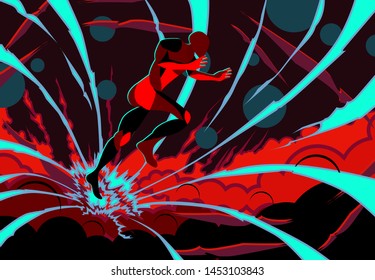 running with explode background for sport event. vector illustration