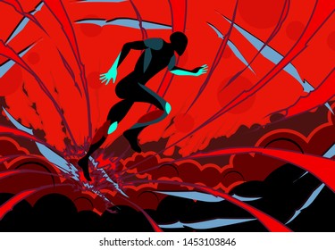 running with explode background for sport event. vector illustration