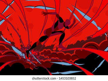 running with explode background for sport event. vector illustration