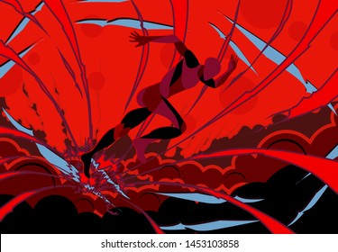 running with explode background for sport event. vector illustration
