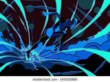 running with explode background for sport event. vector illustration