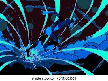 running with explode background for sport event. vector illustration