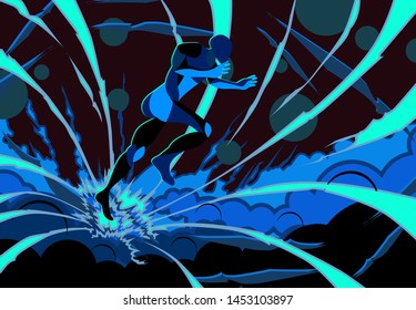 running with explode background for sport event. vector illustration