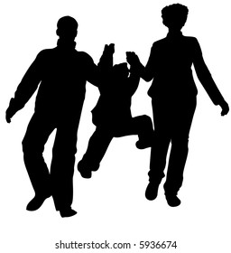 running family with child vector