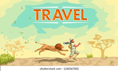 running fast from lion