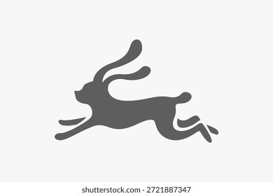 Logo de la silueta del conejo rápido que corre 