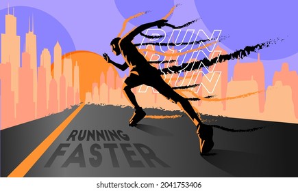 Running Faster Poster design vector EPS10 - Shutterstock ID 2041753406