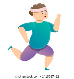 running fat cartoon icon, vector illustration
