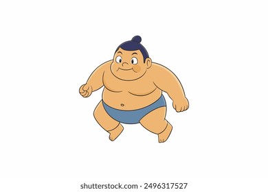 Running  a fat Sumo Wrestler cartoon vector artwork