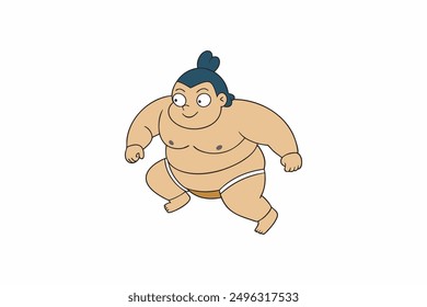 Running  a fat Sumo Wrestler cartoon vector artwork