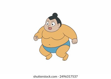 Running  a fat Sumo Wrestler cartoon vector artwork