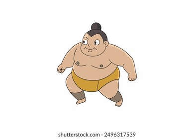 Running  a fat Sumo Wrestler cartoon vector artwork