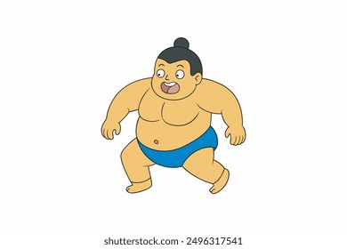 Running  a fat Sumo Wrestler cartoon vector artwork