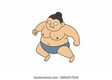 Running  a fat Sumo Wrestler cartoon vector artwork