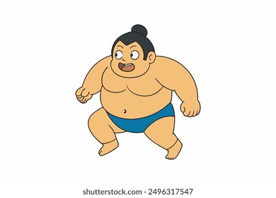 Running  a fat Sumo Wrestler cartoon vector artwork