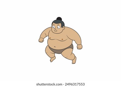 Running  a fat Sumo Wrestler cartoon vector artwork