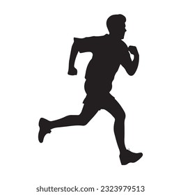 running figure black and white vector illustration 