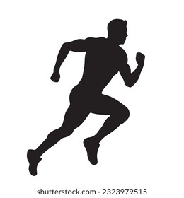 running figure black and white vector illustration 