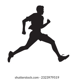 running figure black and white vector illustration 