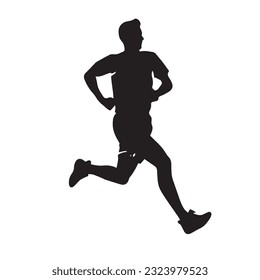 running figure black and white vector illustration 