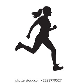 running figure black and white vector illustration 