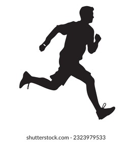 running figure black and white vector illustration 