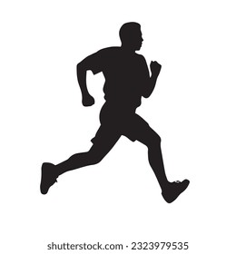 running figure black and white vector illustration 