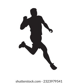 running figure black and white vector illustration 