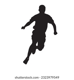 running figure black and white vector illustration 