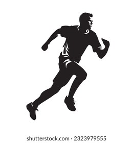 running figure black and white vector illustration 