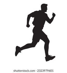 running figure black and white vector illustration 