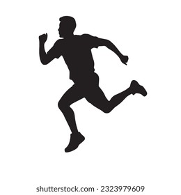 running figure black and white vector illustration 