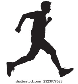 running figure black and white vector illustration 
