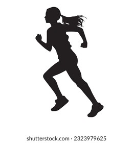 running figure black and white vector illustration 