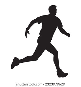 running figure black and white vector illustration 