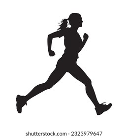 running figure black and white vector illustration 