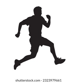 running figure black and white vector illustration 