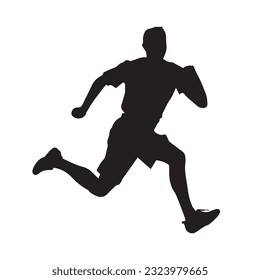 running figure black and white vector illustration 