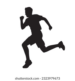 running figure black and white vector illustration 