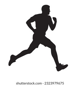 running figure black and white vector illustration 