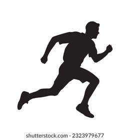 running figure black and white vector illustration 