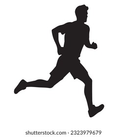 running figure black and white vector illustration 