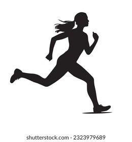 running figure black and white vector illustration 