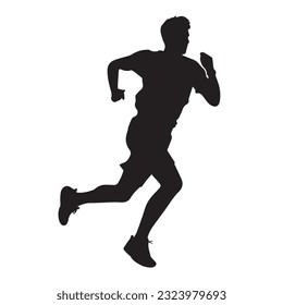 running figure black and white vector illustration 