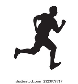 running figure black and white vector illustration 
