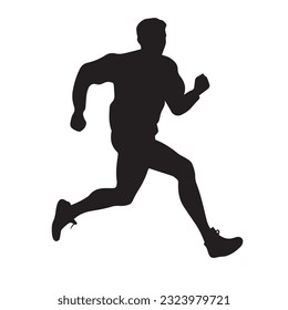 running figure black and white vector illustration 