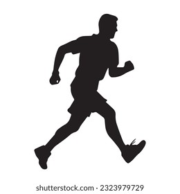 running figure black and white vector illustration 